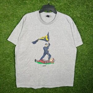 Smack Apparel Michigan vs Ohio State Jim‎ Harbaugh Flag T-Shirt Gray Mens XL